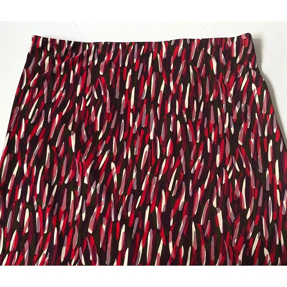 Kenneth Cole Skirt Womens Size L Multicolor Watercolor Print Knit Side Slit NWT